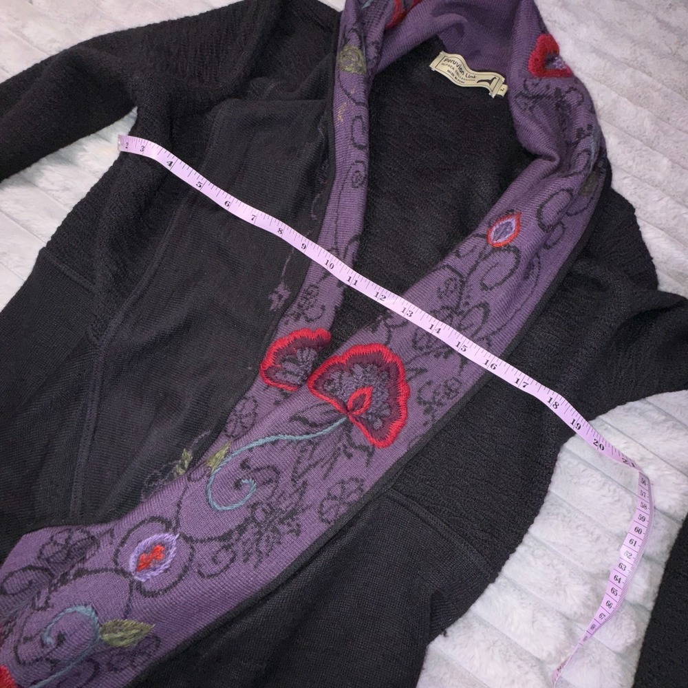 Peruvian‎ Link Alpaca Collection Sweater Womens Large Cardigan Black Floral Knit - Picture 9 of 11